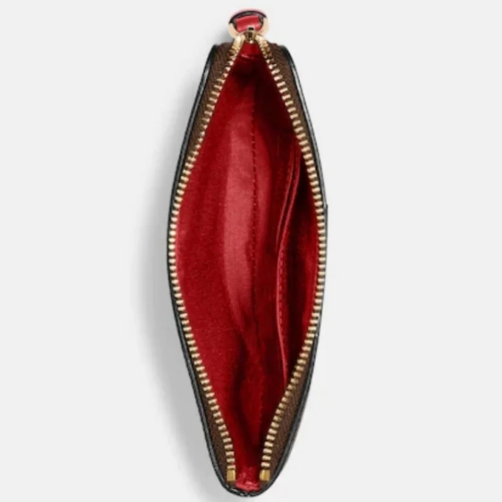 🆕️Coach Signature Monogram Brown/Red Wristlet W Dust Bag - Picture 5 of 12